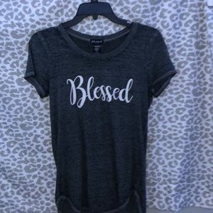 Grey shirt with writing